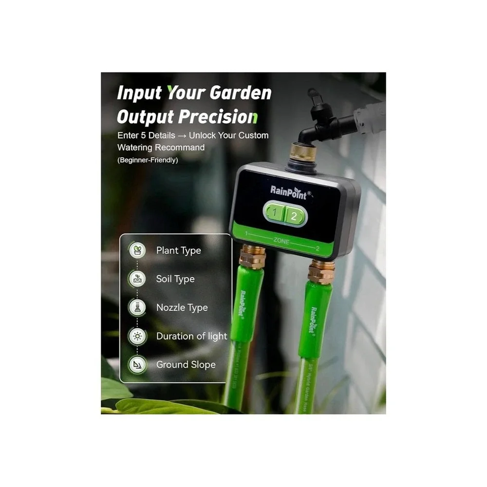 Rainpoint Smart Wifi Water Timer For Garden Hose Brass Inlet Outlet 2 Zone w Hub